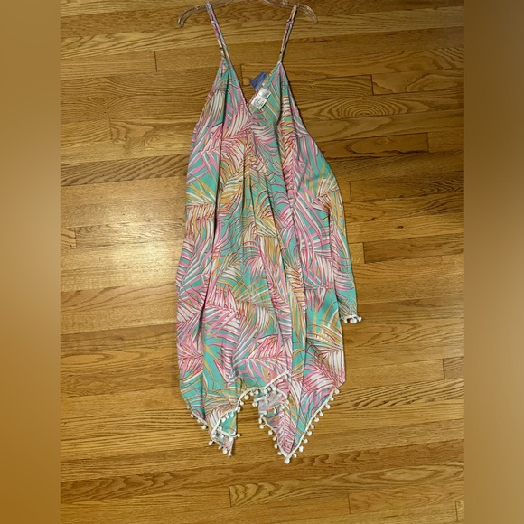 NWT Goa Beachwear By Japna Multicolor Tropical Palm Handkercheif Dress Size L - Picture 5 of 5